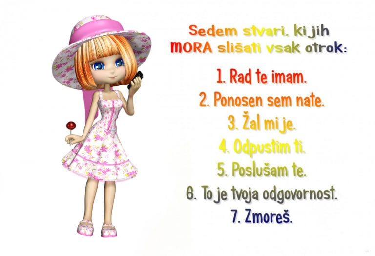 Sedem stvari, ki jih MORA slišati vsak otrok