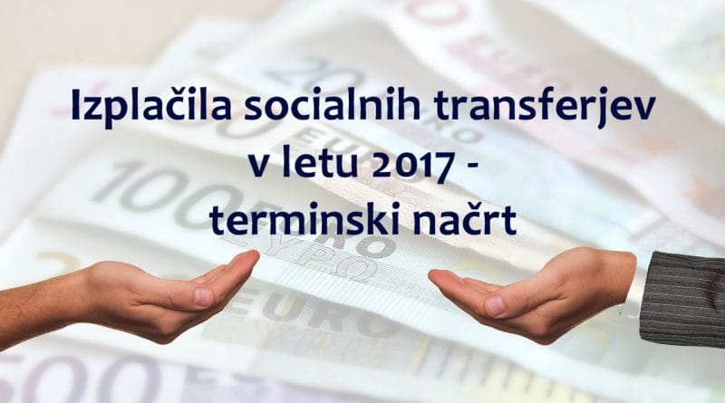 Izplačila socialnih transferjev v letu 2017 - terminski načrt