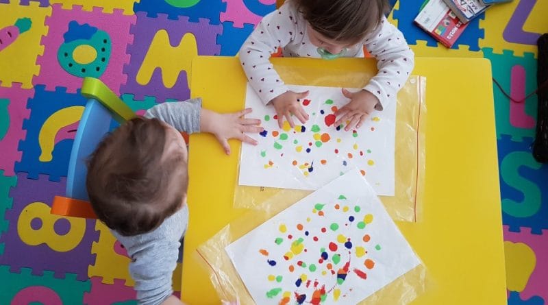 Ustvarjanje z dvojčki - slikanje s prstki