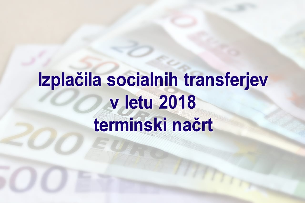 Izplačila socialnih transferjev v letu 2018 - terminski načrt