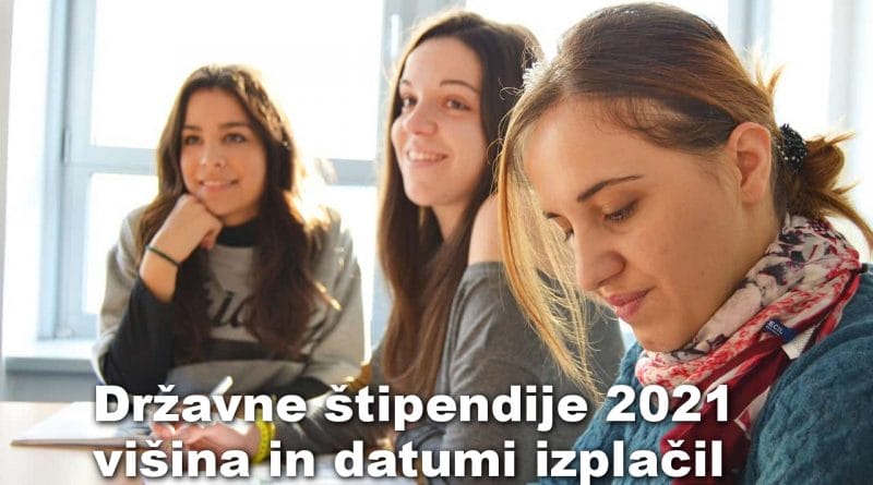 Državne štipendije 2021 - višina in datumi izplačil