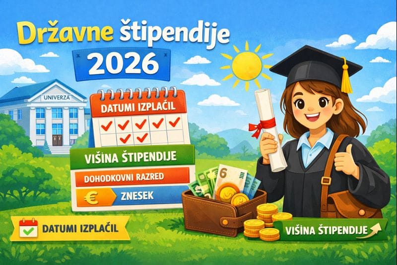 Državne štipendije 2026 – višina in datumi izplačil