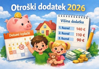 Otroški dodatek 2026 - višina in datumi izplačil